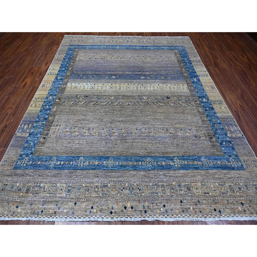 7'10" x 9'9" New Hand Knotted Grey Wool Rectangle Oriental Rug - MOA10288788