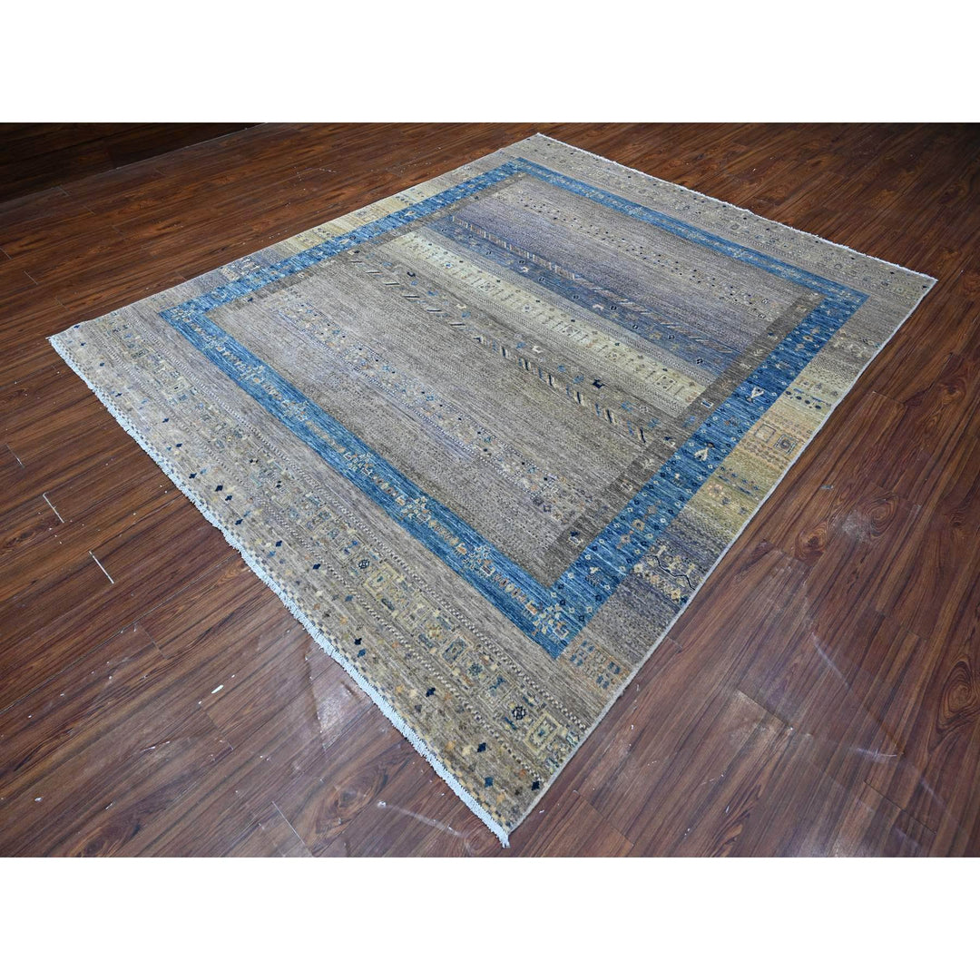 7'10" x 9'9" New Hand Knotted Grey Wool Rectangle Oriental Rug - MOA10288788