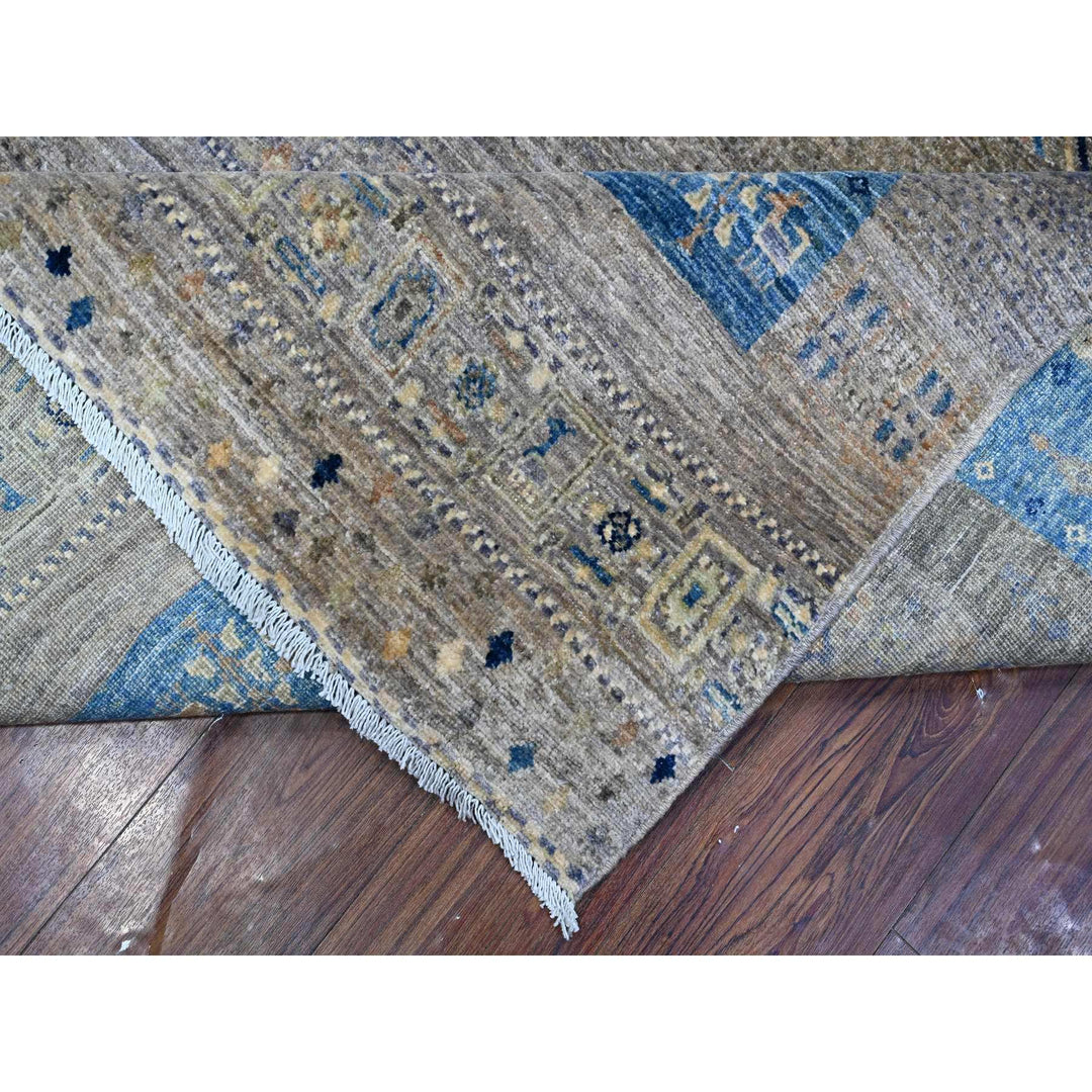 7'10" x 9'9" New Hand Knotted Grey Wool Rectangle Oriental Rug - MOA10288788