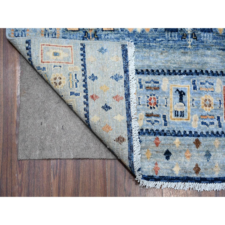 8'3" x 9'6" New Hand Knotted Blue Wool Rectangle Oriental Rug - MOA10288789