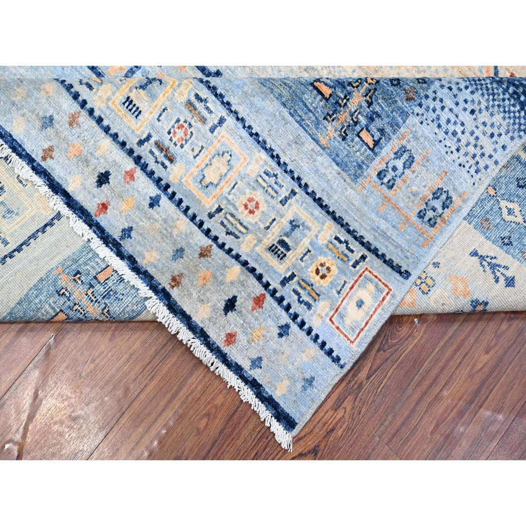 8'3" x 9'6" New Hand Knotted Blue Wool Rectangle Oriental Rug - MOA10288789