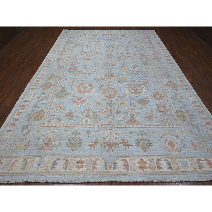 9'0" x 12'6" New Hand Knotted Blue Wool Rectangle Oriental Rug - MOA10288794