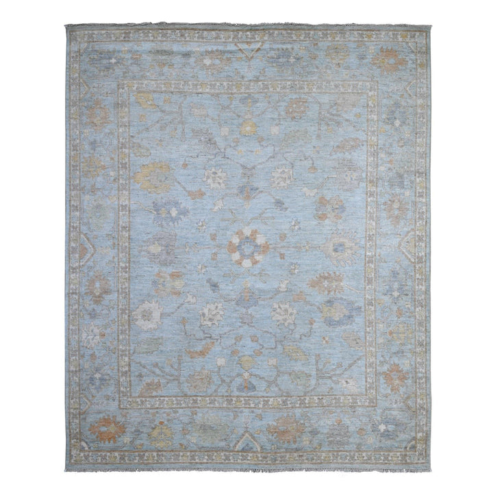 7'10" x 9'9" New Hand Knotted Blue Wool Rectangle Oriental Rug - MOA10288796