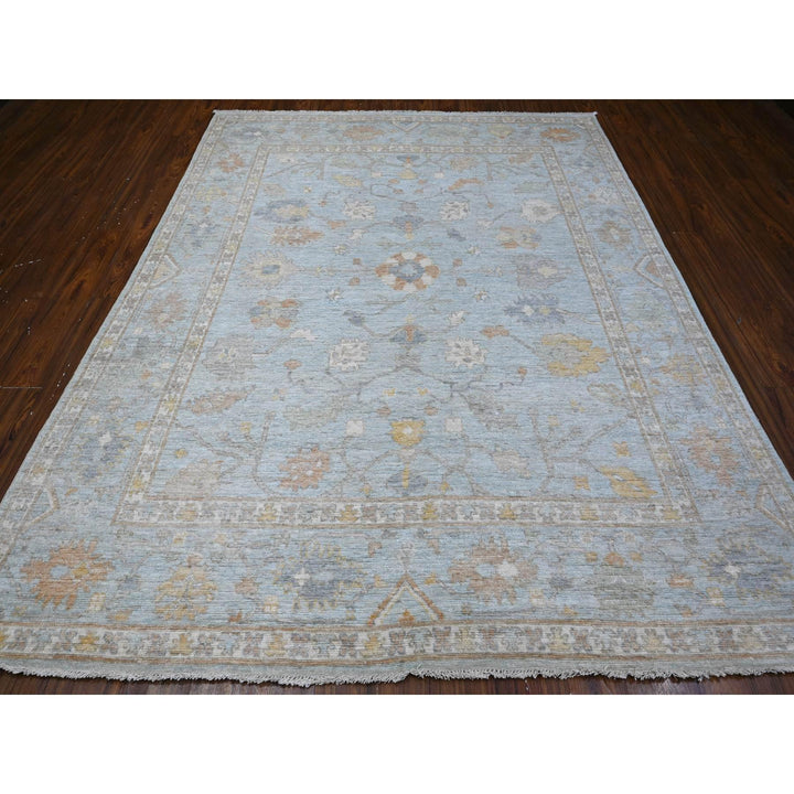 7'10" x 9'9" New Hand Knotted Blue Wool Rectangle Oriental Rug - MOA10288796