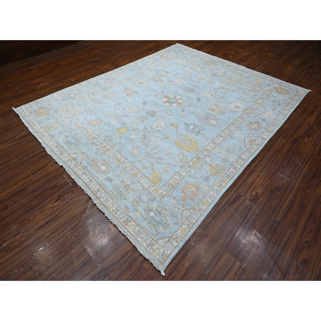 7'10" x 9'9" New Hand Knotted Blue Wool Rectangle Oriental Rug - MOA10288796