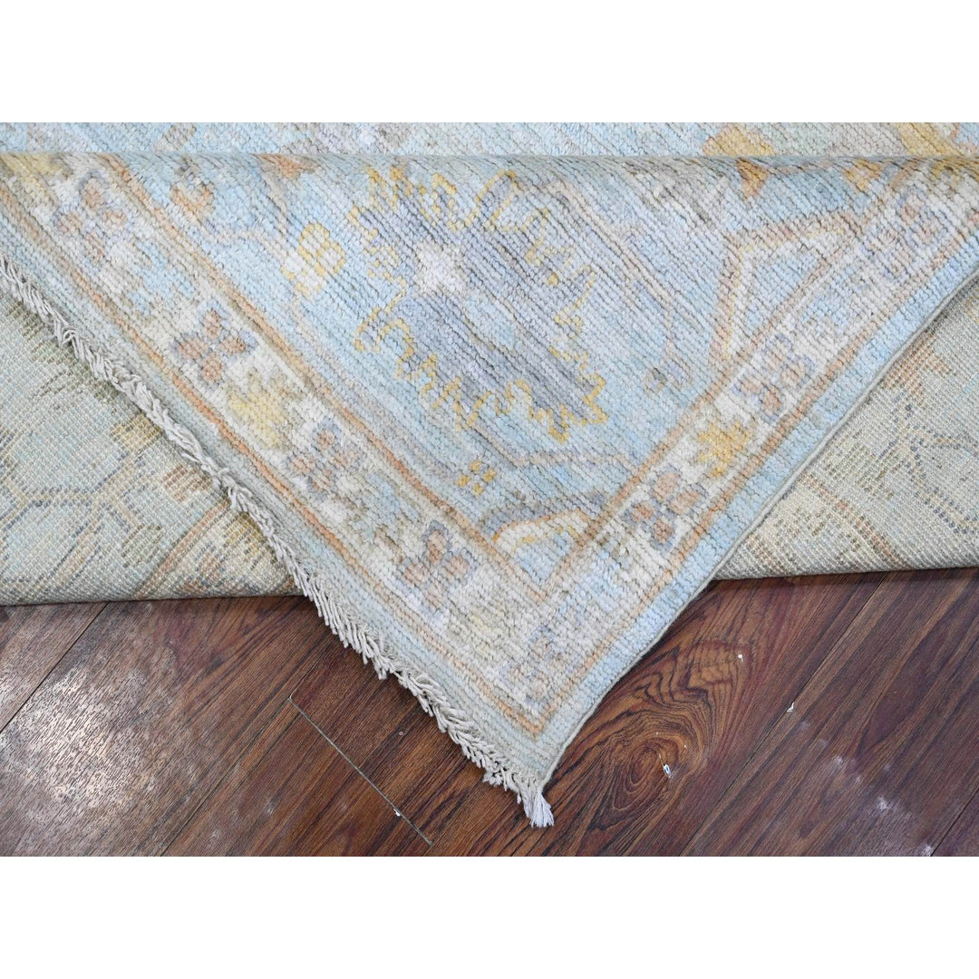 7'10" x 9'9" New Hand Knotted Blue Wool Rectangle Oriental Rug - MOA10288796