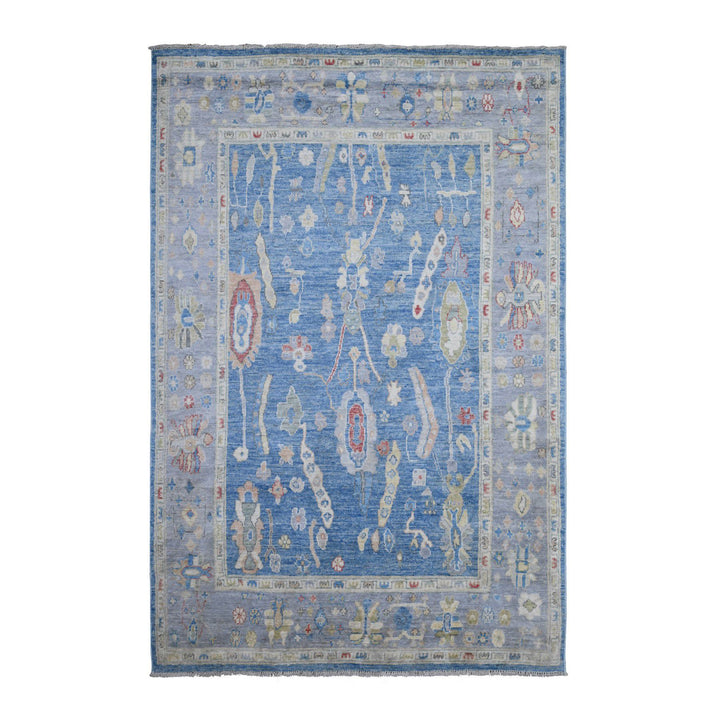 5'9" x 8'10" New Hand Knotted Blue Wool Rectangle Oriental Rug - MOA10288799