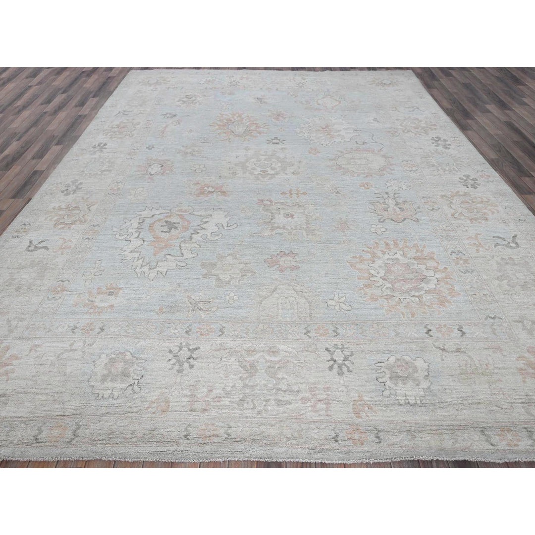 10'2" x 13'8" New Hand Knotted Blue Wool Rectangle Oriental Rug - MOA102887