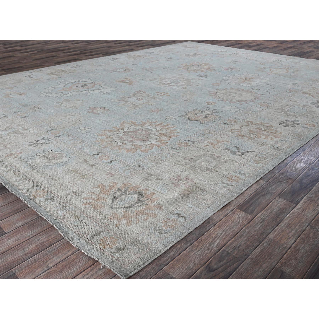 10'2" x 13'8" New Hand Knotted Blue Wool Rectangle Oriental Rug - MOA102887