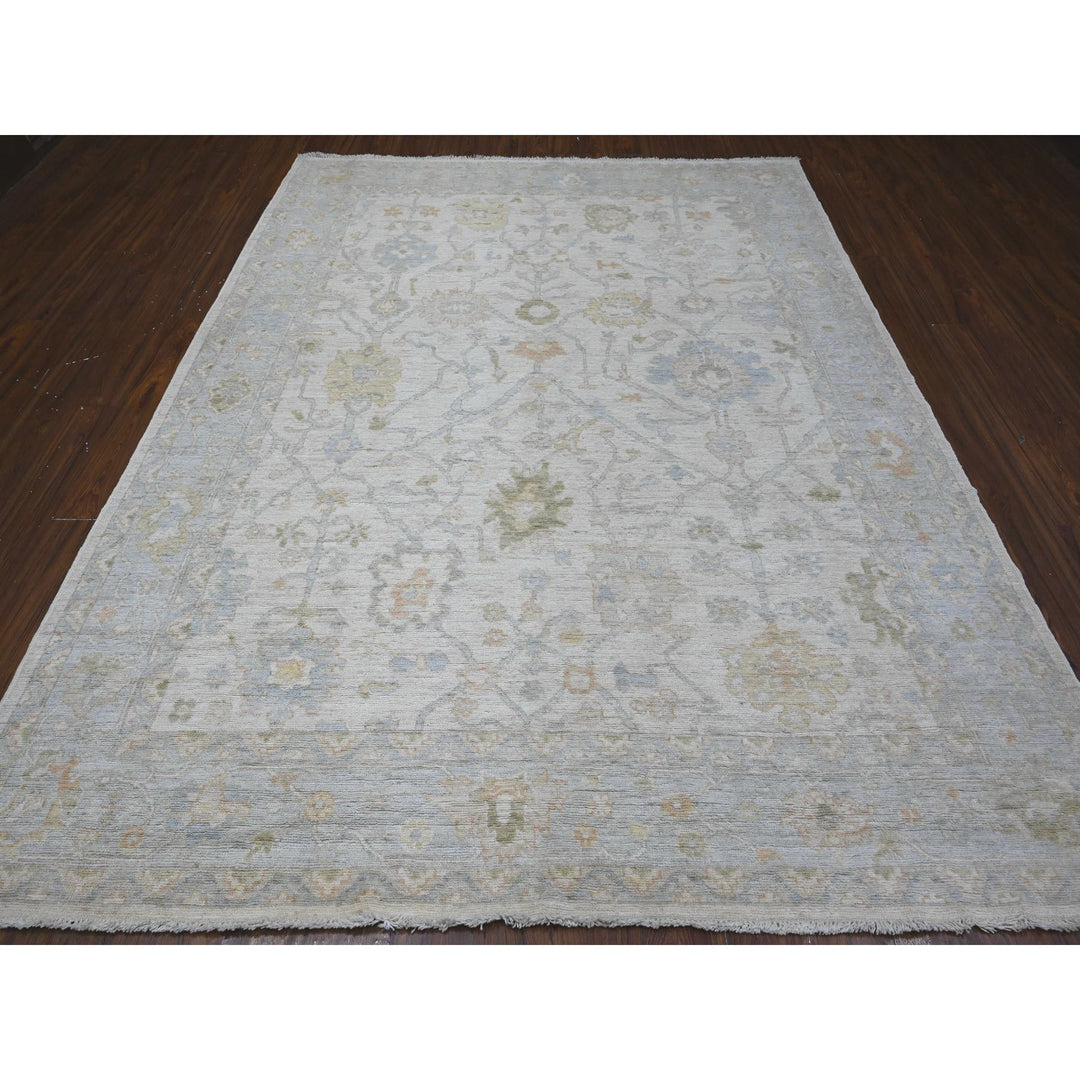 7'11" x 10'2" New Hand Knotted Grey Wool Rectangle Oriental Rug - MOA10288809