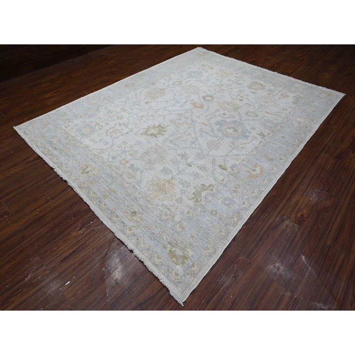 7'11" x 10'2" New Hand Knotted Grey Wool Rectangle Oriental Rug - MOA10288809