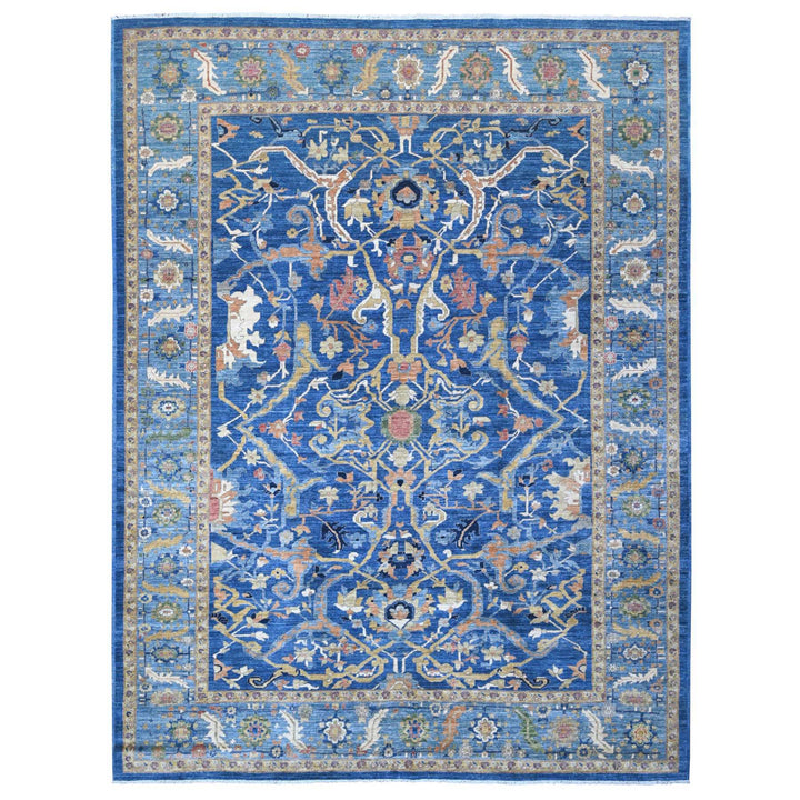 10'3" x 13'5" New Hand Knotted Blue Wool Rectangle Oriental Rug - MOA10288814