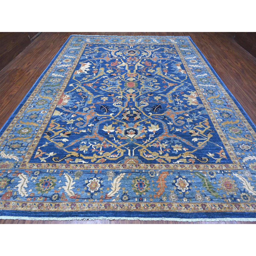 10'3" x 13'5" New Hand Knotted Blue Wool Rectangle Oriental Rug - MOA10288814