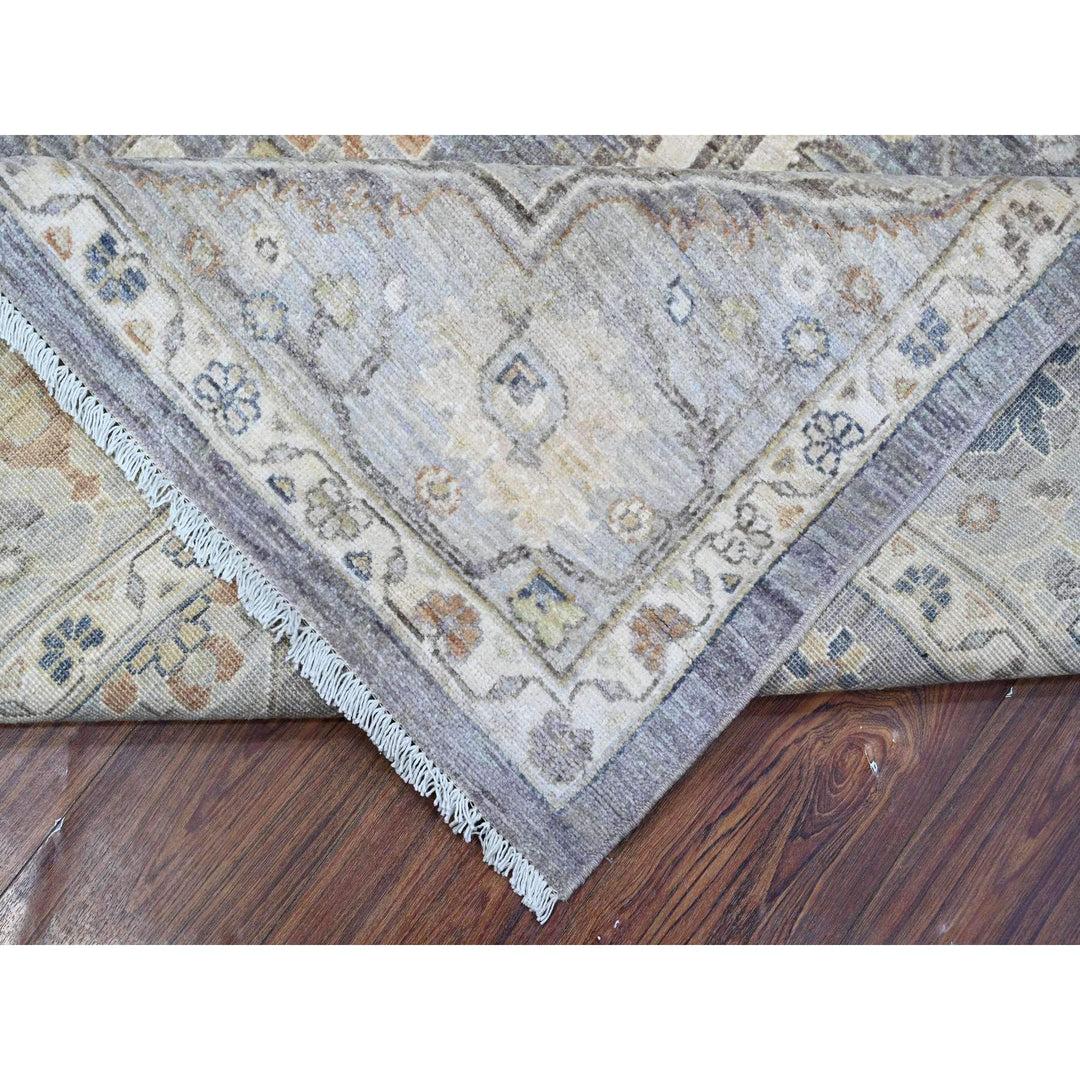 8'2" x 9'10" New Hand Knotted Grey Wool Rectangle Oriental Rug - MOA10288816