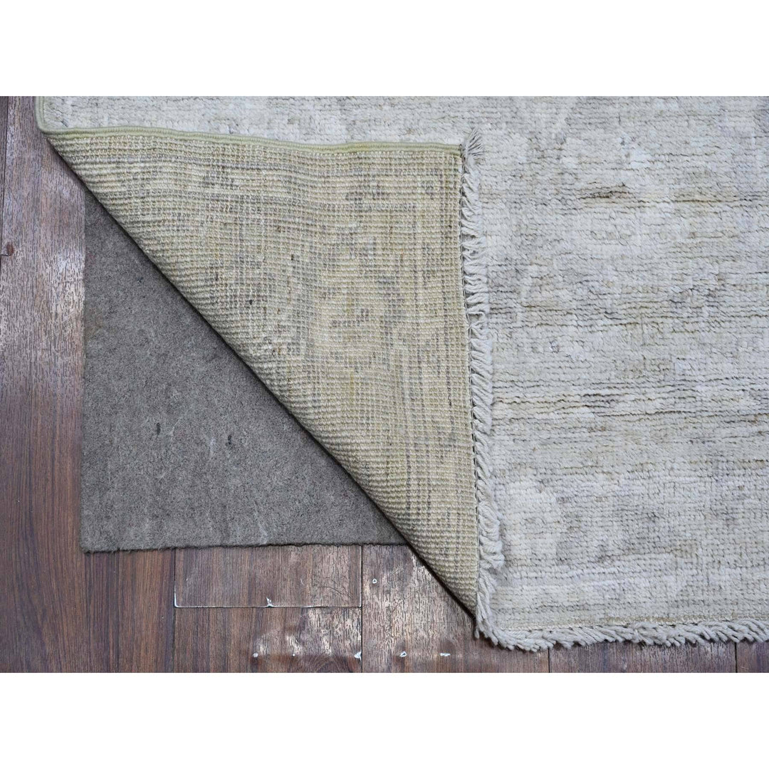 2'9" x 11'9" New Hand Knotted Grey Wool Runner Oriental Rug - MOA10288817