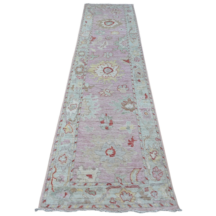 2'10" x 11'6" New Hand Knotted Pink Wool Runner Oriental Rug - MOA10288821