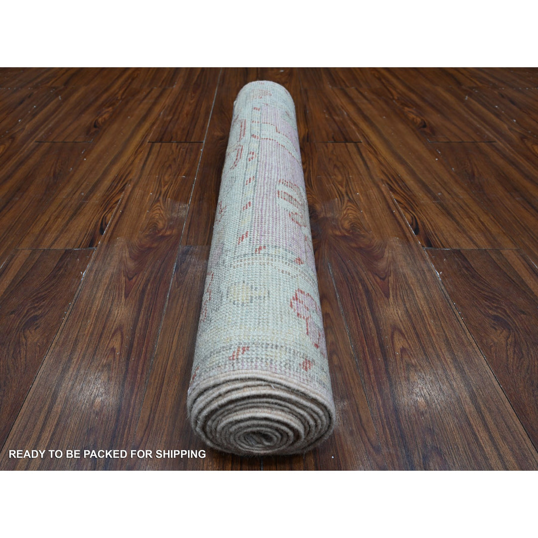 2'10" x 11'6" New Hand Knotted Pink Wool Runner Oriental Rug - MOA10288821