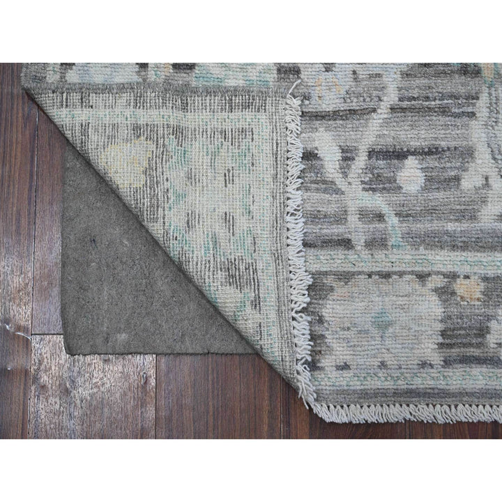 2'9" x 7'11" New Hand Knotted Grey Wool Runner Oriental Rug - MOA10288823