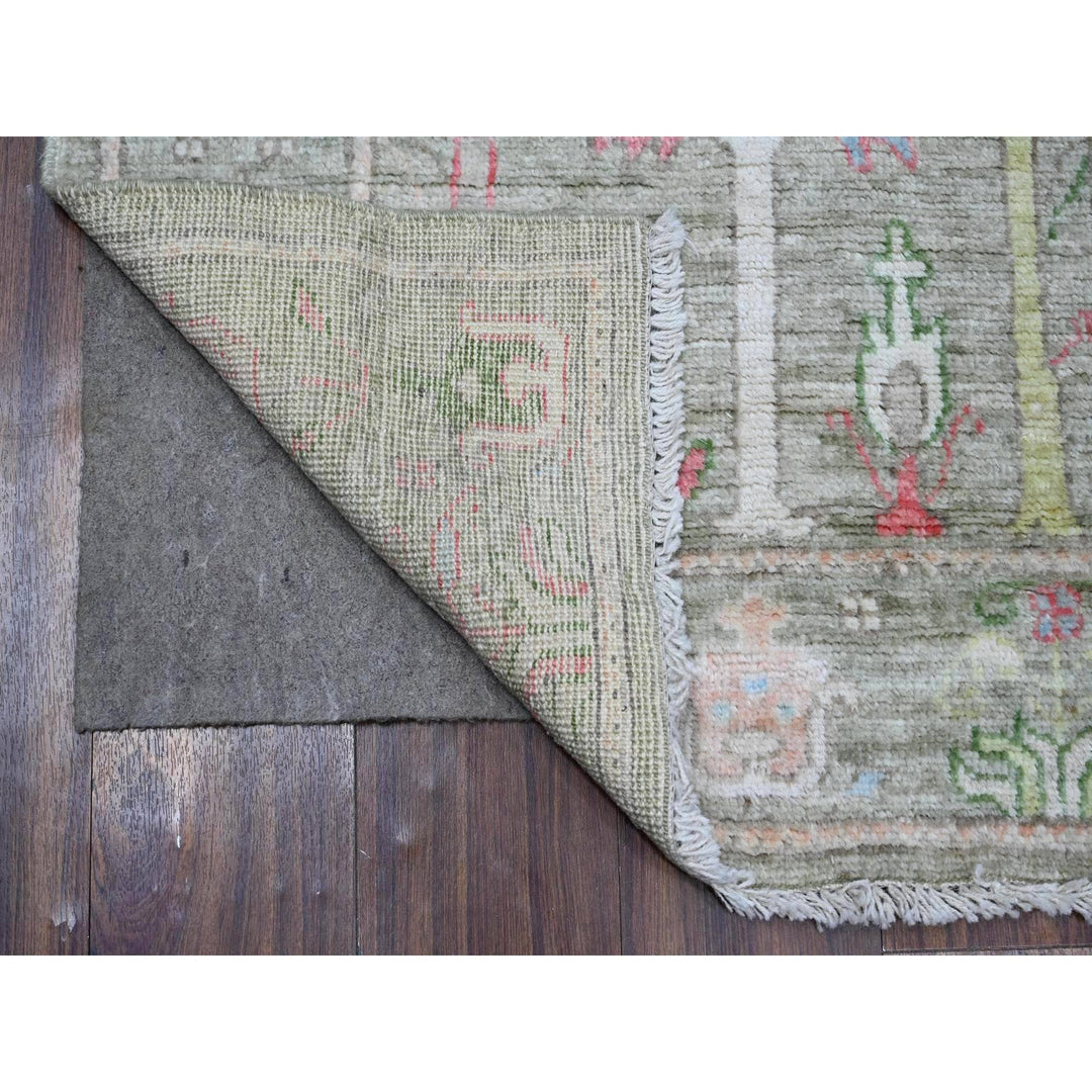 2'9" x 11'10" New Hand Knotted Green Wool Runner Oriental Rug - MOA10288835