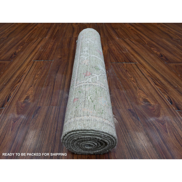 2'9" x 11'10" New Hand Knotted Green Wool Runner Oriental Rug - MOA10288835