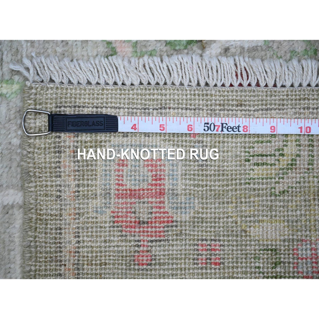 2'9" x 11'10" New Hand Knotted Green Wool Runner Oriental Rug - MOA10288835