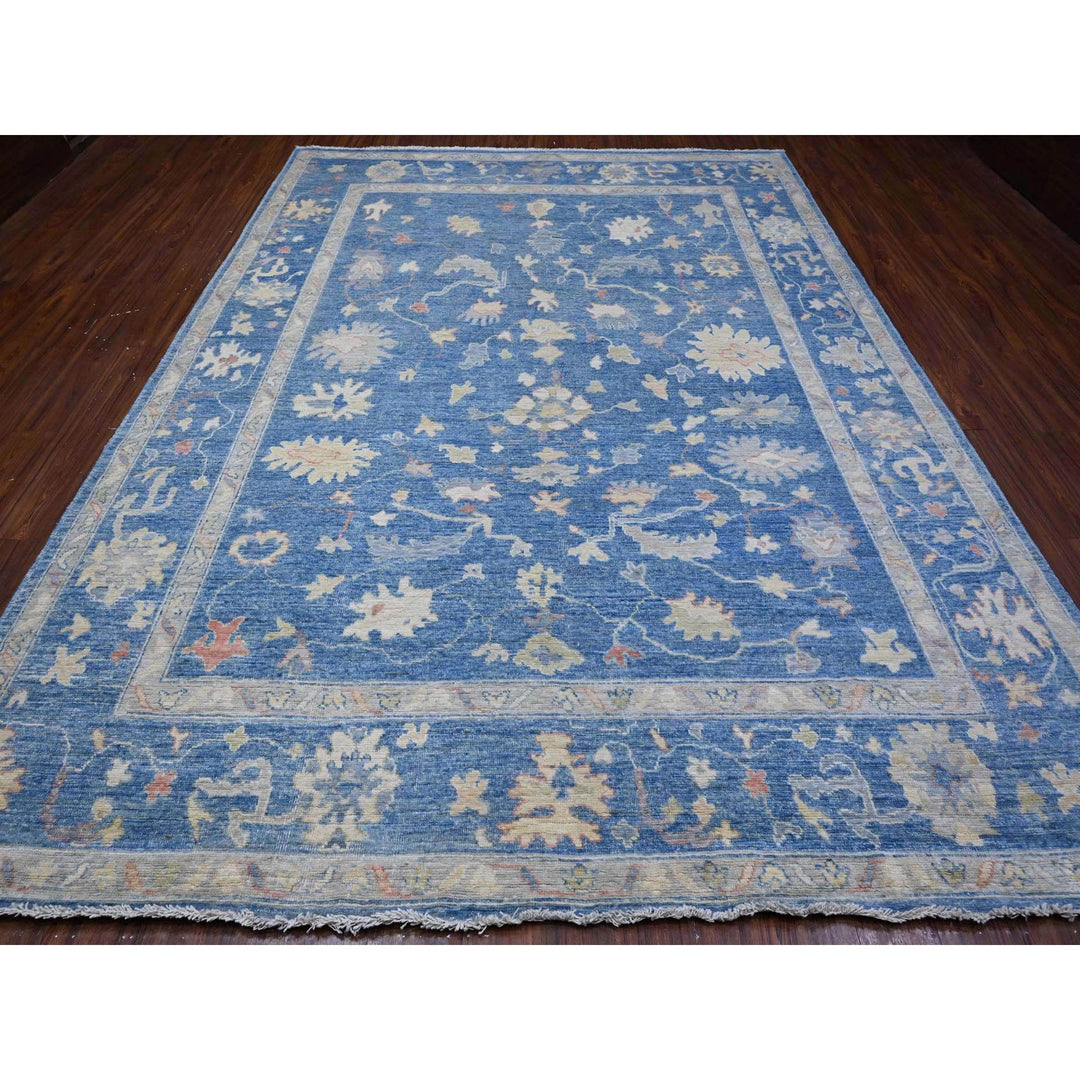 9'0" x 12'2" New Hand Knotted Blue Wool Rectangle Oriental Rug - MOA10288836