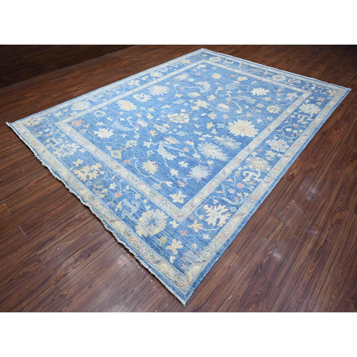 9'0" x 12'2" New Hand Knotted Blue Wool Rectangle Oriental Rug - MOA10288836