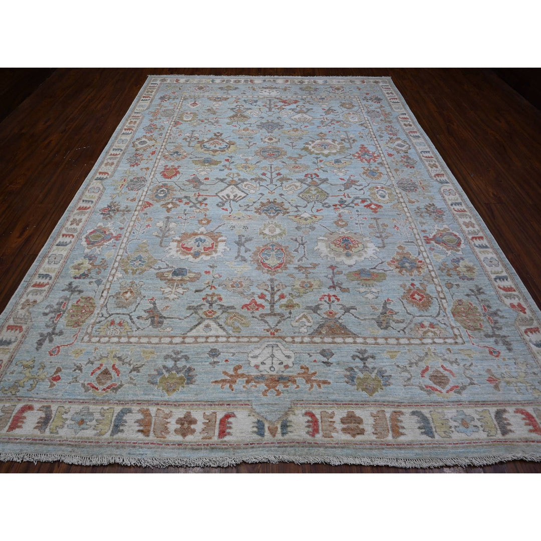 8'10" x 11'11" New Hand Knotted Blue Wool Rectangle Oriental Rug - MOA10288837