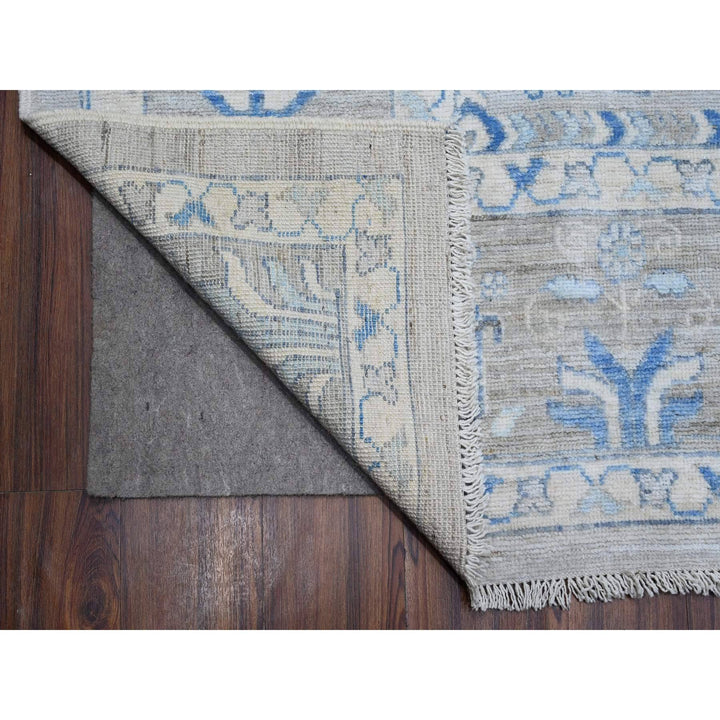 9'1" x 11'7" New Hand Knotted Grey Wool Rectangle Oriental Rug - MOA10288838