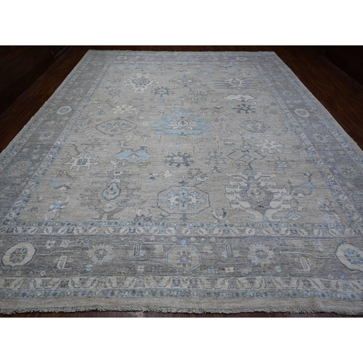 12'0" x 14'5" New Hand Knotted Grey Wool Rectangle Oriental Rug - MOA10288839