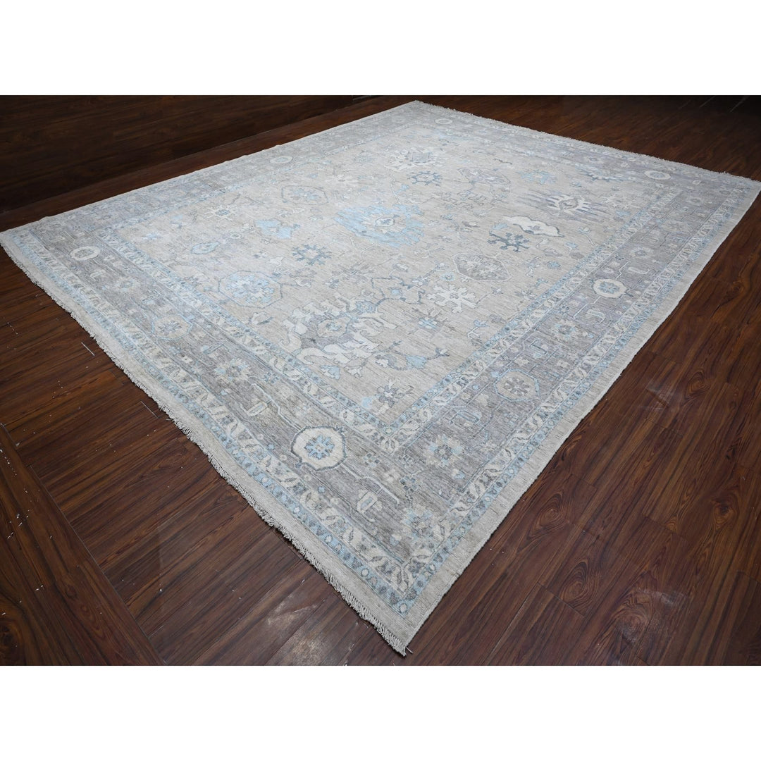 12'0" x 14'5" New Hand Knotted Grey Wool Rectangle Oriental Rug - MOA10288839