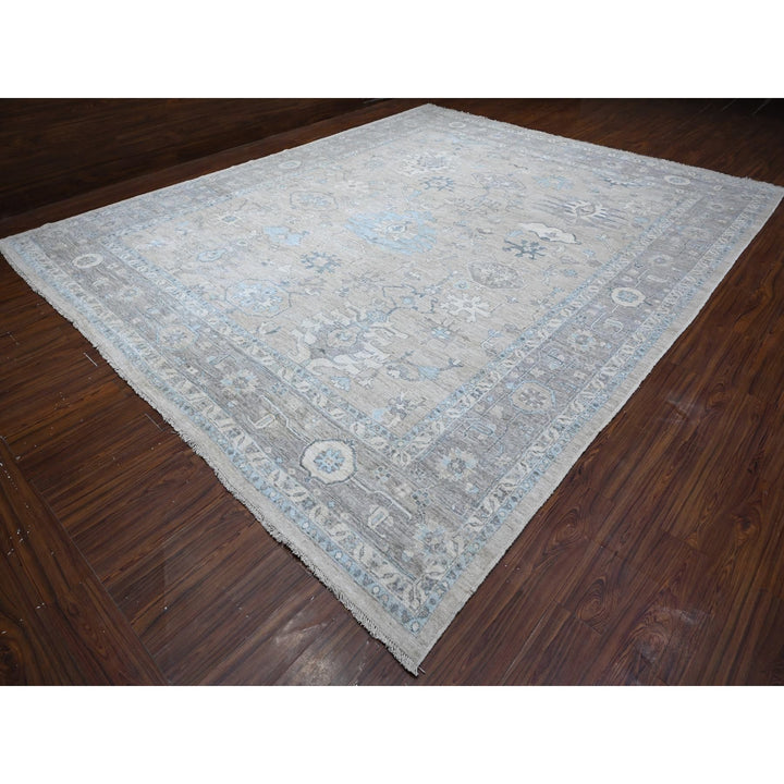 12'0" x 14'5" New Hand Knotted Grey Wool Rectangle Oriental Rug - MOA10288839