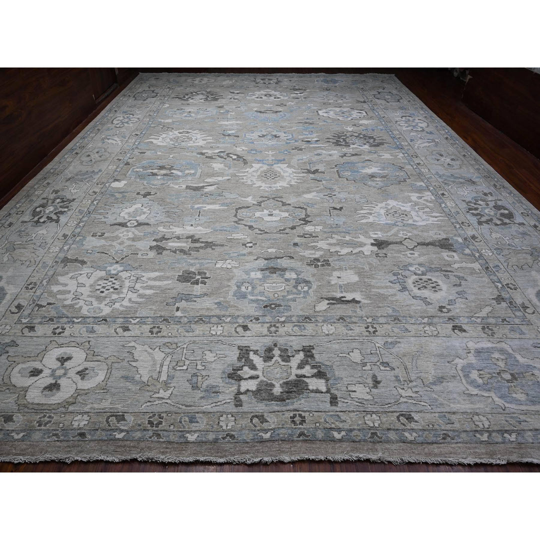 14'0" x 19'2" New Hand Knotted Grey Wool Rectangle Oriental Rug - MOA10288840