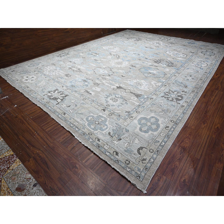 14'0" x 19'2" New Hand Knotted Grey Wool Rectangle Oriental Rug - MOA10288840