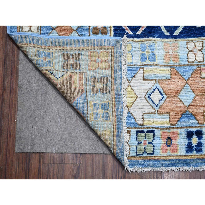 9'5" x 14'7" New Hand Knotted Blue Wool Rectangle Oriental Rug - MOA10288843