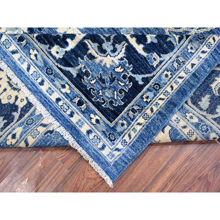 8'1" x 9'8" New Hand Knotted Blue Wool Rectangle Oriental Rug - MOA10288846