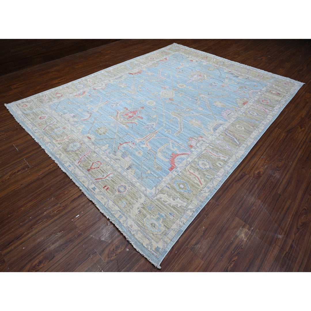 8'11" x 11'7" New Hand Knotted Blue Wool Rectangle Oriental Rug - MOA10288856