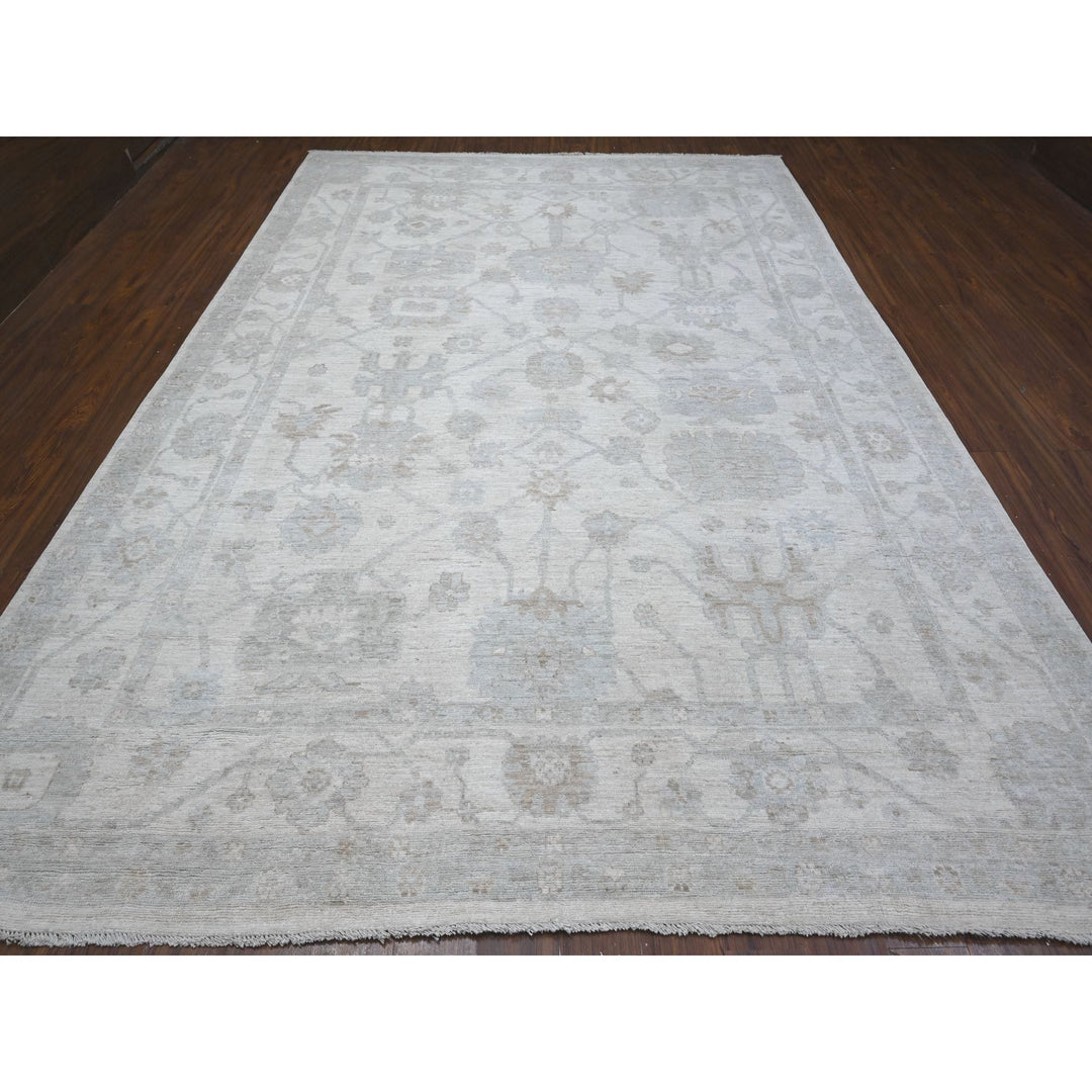 9'0" x 12'8" New Hand Knotted Ivory Wool Rectangle Oriental Rug - MOA10288857