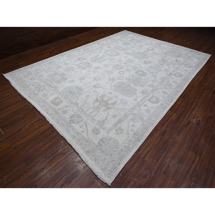 9'0" x 12'8" New Hand Knotted Ivory Wool Rectangle Oriental Rug - MOA10288857