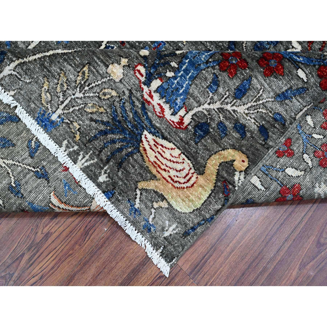 7'9" x 8'0" New Hand Knotted Grey Wool Square Oriental Rug - MOA10288867