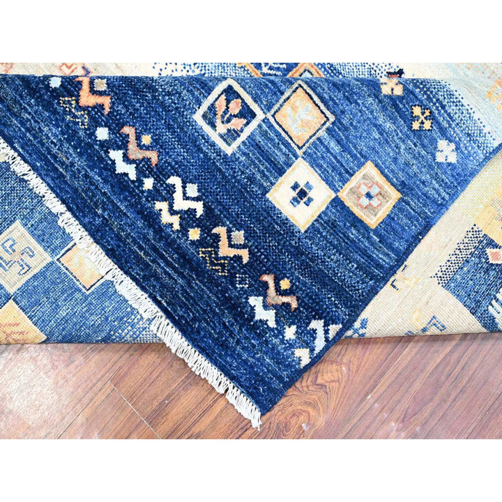 8'1" x 9'9" New Hand Knotted Blue Wool Rectangle Oriental Rug - MOA10288869