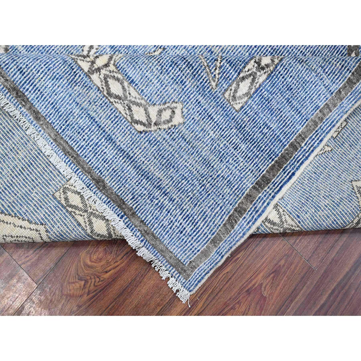 8'0" x 9'8" New Hand Knotted Blue Wool Rectangle Oriental Rug - MOA10288871