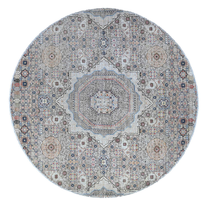 9'11" x 10'1" New Hand Knotted Grey Wool Round Oriental Rug - MOA10288872