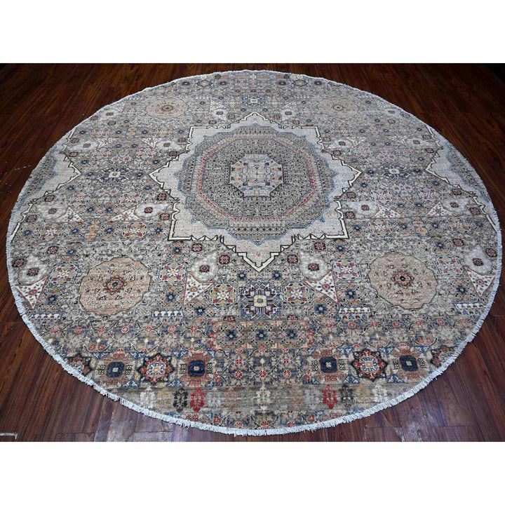 9'11" x 10'1" New Hand Knotted Grey Wool Round Oriental Rug - MOA10288872