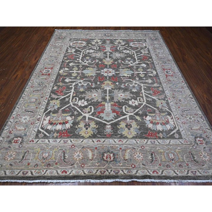 7'11" x 9'7" New Hand Knotted Black Cotton Rectangle Oriental Rug - MOA10288873