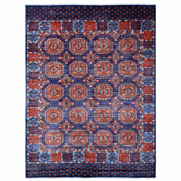 9'0" x 11'10" New Hand Knotted Blue Wool Rectangle Oriental Rug - MOA10288874