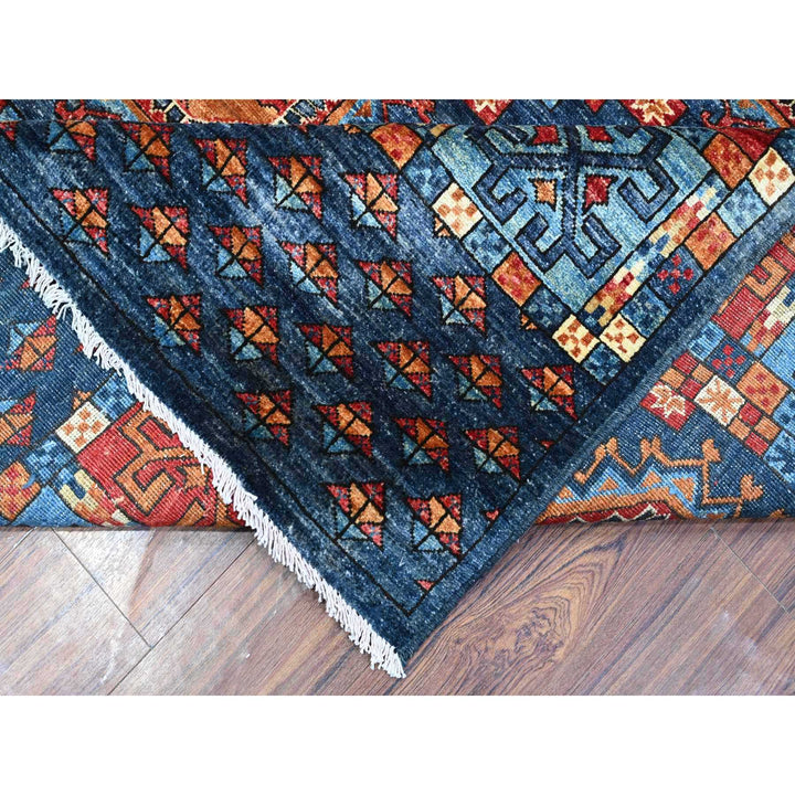 9'0" x 11'10" New Hand Knotted Blue Wool Rectangle Oriental Rug - MOA10288874