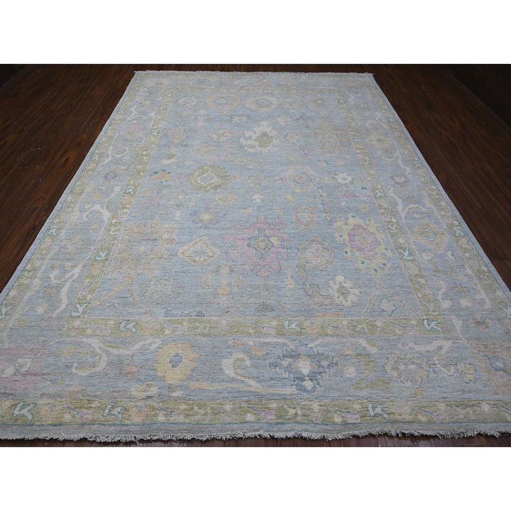 8'10" x 11'8" New Hand Knotted Blue Wool Rectangle Oriental Rug - MOA10288876