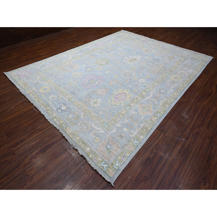 8'10" x 11'8" New Hand Knotted Blue Wool Rectangle Oriental Rug - MOA10288876