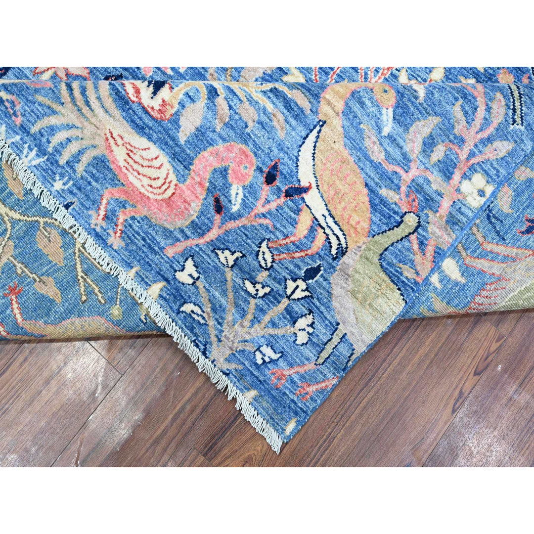 9'0" x 11'10" New Hand Knotted Blue Wool Rectangle Oriental Rug - MOA10288878